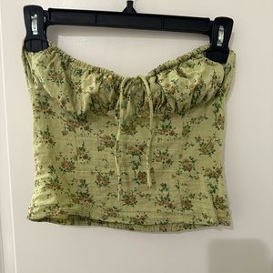 Green and Floral Tube Top
